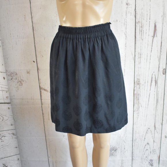 LOFT Dresses & Skirts - LOFT Rayon Black Embroidered Flared Mini Skirt